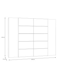 Dreh-/Schwebetürenschrank >NARAGO< 10 Böden, 2 Stangen, Schwarz / Weiss - 270,3x210,5x61,2 (BxHxT)