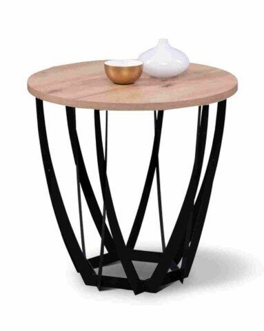 Beistelltisch >Mella 1< Metall in schwarz / Artisan Eiche Dekor - 50x50 (HxD)