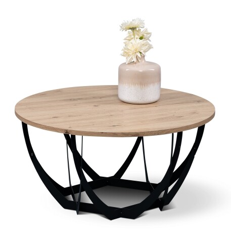 Couchtisch >Mella 2< Metall in schwarz / Artisan Eiche Dekor - 40x80 (HxD)