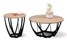 Couchtisch >Mella 2< Metall in schwarz / Artisan Eiche Dekor - 40x80 (HxD)