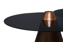 Satztisch >Lou< (2er-Set) in Metall kupferfarben / Sicherheitsglas - 29x80cm (HxD)