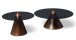 Satztisch >Lou< (2er-Set) in Metall kupferfarben / Sicherheitsglas - 29x80cm (HxD)