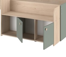 Hochbett >Jade< Liegefläche 90x200cm, Grün - Eiche Dekor - 203x136x79cm (LxBxH)
