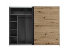 Kleiderschrank >Mesio< 9 Böden, 3 Stangen, Graphit / Artisan Eiche Dekor - 270x210x60 (BxHxT)