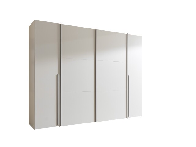Dreh-/Schwebetürenschrank >Maturs< 10 Böden, 2 Stangen, in Weiß, Dekorfolie - 267x205x57cm (BxHxT)