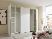 Dreh-/Schwebetürenschrank >Maturs< 10 Böden, 2 Stangen, in Weiß, Dekorfolie - 267x205x57cm (BxHxT)