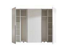 Dreh-/Schwebetürenschrank >Maturs< 10 Böden, 2 Stangen, in Weiß, Dekorfolie - 267x205x57cm (BxHxT)