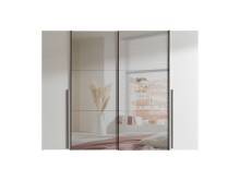 Kleiderschrank >Maturs< 10 Böden, 2 Stangen, Weiß Dekorfolie / Spiegel - 267x205x57cm (BxHxT)