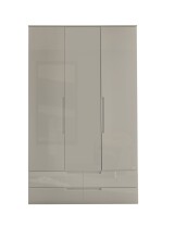Drehtürenschrank >Jenna< 3 Türen, 4 Schübe, 4 Böden,1 Stange, Champagner - 126x208x57 (BxHxT)