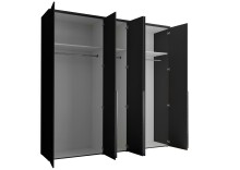 Drehtürenschrank >Kevo<  3 Stangen, 3 Böden, 5 Türen, Graphit / Spiegel - 225x225x52cm (BxHxT)