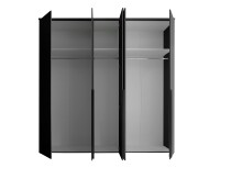 Drehtürenschrank >Kevo<  3 Stangen, 3 Böden, 5 Türen, Graphit / Spiegel - 225x225x52cm (BxHxT)