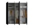 Drehtürenschrank >Kevo<  3 Stangen, 3 Böden, 5 Türen, Graphit / Spiegel - 225x225x52cm (BxHxT)
