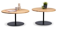 Couchtisch >Leo 1< in schwarz + Wildeiche Massivholz, Massivholz - 45x70 (HxD)