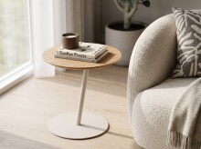 Beistelltisch >Lea< in creme + Wildeiche, Metall +...