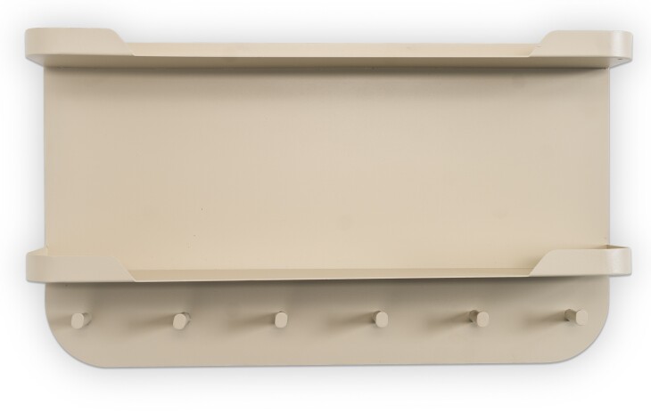Garderobenleiste >Jil 2< 6 Haken, 2 Ablagen, cremeweiß, Metall - 70x40x12cm (BxHxT)