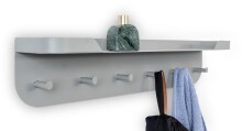 Garderobenleiste >Jil 1< 6 Haken, 1 Ablage, grau, Metall - 70x15x12cm (BxHxT)