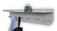 Garderobenleiste >Jil 1< 6 Haken, 1 Ablage, grau, Metall - 70x15x12cm (BxHxT)