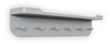 Garderobenleiste >Jil 1< 6 Haken, 1 Ablage, grau, Metall - 70x15x12cm (BxHxT)