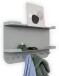 Garderobenleiste >Jil 2< 6 Haken, 2 Ablagen, grau, Metall - 70x40x12cm (BxHxT)