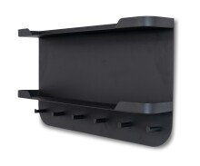 Garderobenleiste >Jil 2< 6 Haken, 2 Böden, anthrazit, Metall - 70x40x12cm (BxHxT)