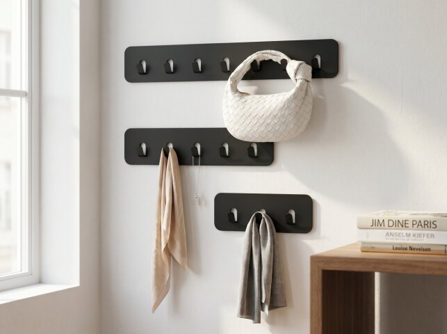 Garderobenleiste >Tilly 1< 3 Haken, anthrazit, Metall  - 30x10x3cm (BxHxT)