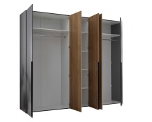 Drehtürenschrank >Aska< 6 Böden, 1 Stange, Graphit / Mauvella Eiche Dekor - 249x210x53 (BxHxT)