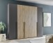 Drehtürenschrank >Aska< 6 Böden, 1 Stange, Graphit / Mauvella Eiche Dekor - 249x210x53 (BxHxT)