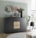 Sideboard >Aska< 2 Türen, 4 Schübe, Graphit /Mauvella Eiche Dekor - 134,8x89x40 (BxHxT)