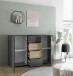 Sideboard >Aska< 2 Türen, 4 Schübe, Graphit /Mauvella Eiche Dekor - 134,8x89x40 (BxHxT)