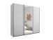 Schwebetürenschrank >Carano< Weiß / Spiegel, VOLLAUSSTATTUNG mit Spiegeltür, Schubladen und Einlegeböden - 215x204x63cm (BxHxT)