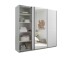 Schwebetürenschrank >Carano< Weiß / Spiegel, VOLLAUSSTATTUNG mit Spiegeltür, Schubladen und Einlegeböden - 215x204x63cm (BxHxT)