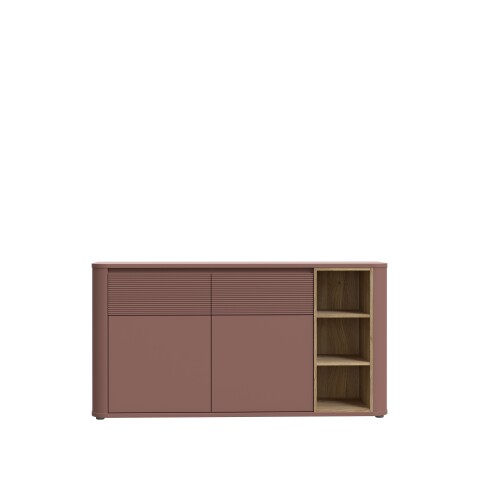 Sideboard >BREATHTAKER<  2 Türen, 2 Schübe, Terrakotta / Mauvella Eiche - 160x83,1x41,3 (BxHxT)