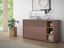 Sideboard >BREATHTAKER<  2 Türen, 2 Schübe, Terrakotta / Mauvella Eiche - 160x83,1x41,3 (BxHxT)