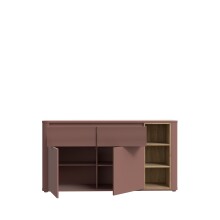 Sideboard >BREATHTAKER<  2 Türen, 2 Schübe, Terrakotta / Mauvella Eiche - 160x83,1x41,3 (BxHxT)