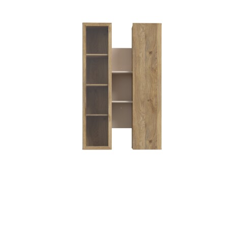 Hängeschrank >BREATHTAKER< Vitrine, Mauvella Eiche Dekor / Sand - 84,2x134,6x33,9cm (BxHxT)