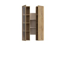Hängeschrank >BREATHTAKER< Vitrine, Mauvella Eiche Dekor / Sand - 84,2x134,6x33,9cm (BxHxT)
