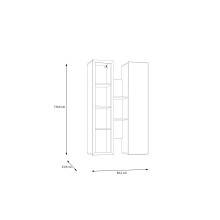 Hängeschrank >BREATHTAKER< Vitrine, Mauvella Eiche Dekor / Sand - 84,2x134,6x33,9cm (BxHxT)