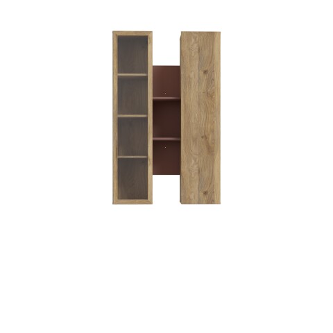 Hängevitrine >BREATHTAKER< 2 Türen, Terrakotta / Mauvella Eiche Dekor - 84,2x134,6x33,9cm (BxHxT)