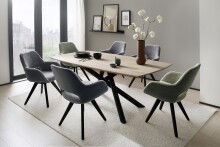 Schalenstuhl >ASELLA< in Oliv, Stoffmix Fantasy/ Arizona - 56x86x64cm (BxHxT)