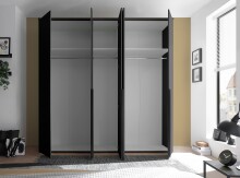 Drehtürenschrank >Kevo< 3 Böden, 3 Stangen, Graphit, Holzwerkstoff - 225x225x52 (BxHxT)
