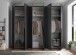 Drehtürenschrank >Kevo< 3 Böden, 3 Stangen, Graphit / Spiegel - 270x225x52 (BxHxT)