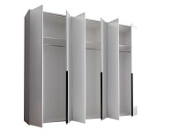 Drehtürenschrank >Kevo< 3 Böden, 3 Stangen, Weiß, Holzwerkstoff - 270x225x52cm (BxHxT)