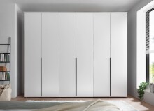 Drehtürenschrank >Kevo< 3 Böden, 3 Stangen, Weiß, Holzwerkstoff - 270x225x52cm (BxHxT)