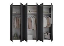 Drehtürenschrank >Kevo< 3 Böden, 3 Stangen, Graphit, Holzwerkstoff - 270x225x52 (BxHxT)
