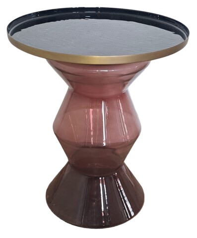 Beistelltisch >1172< mit Ablage, in Rot, Glas - 53x50cm (HxD)
