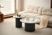 Couchtisch >2302< (2er Set) Ø 80 cm / Ø 50 cm, schmarz mit Keramik grau, Höhe 40 / 45cm