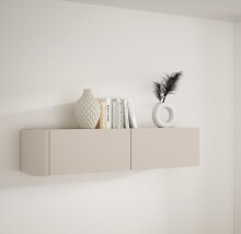 Hängeschrank >BREATHTAKER< 2 Klappen, 2 Fächer, Sandfarbig - 128,6x30,1x34cm (BxHxT)
