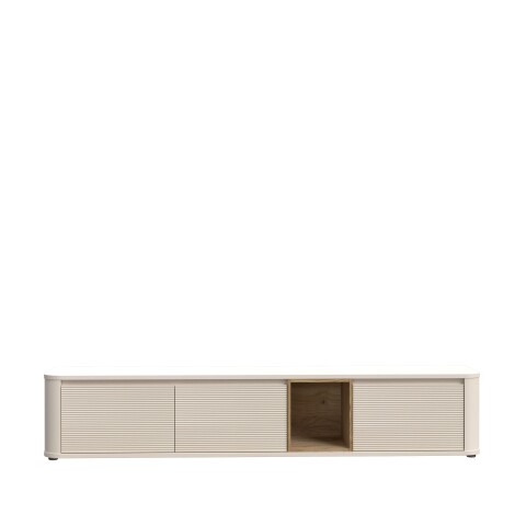 Lowboard >BREATHTAKER< 3 Klappen, 4 Fächer, Eiche Dekor/ Sandfarbig - 215x41,5x41,3cm (BxHxT)