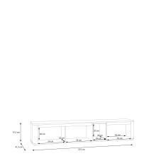 Lowboard >BREATHTAKER< 3 Klappen, 4 Fächer, Eiche Dekor/ Sandfarbig - 215x41,5x41,3cm (BxHxT)
