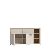 Sideboard >BREATHTAKER< 2 Türen, 2 Schübe, Eiche Dekor / sandfarben - 160x83,1x41,3cm (BxHxT)